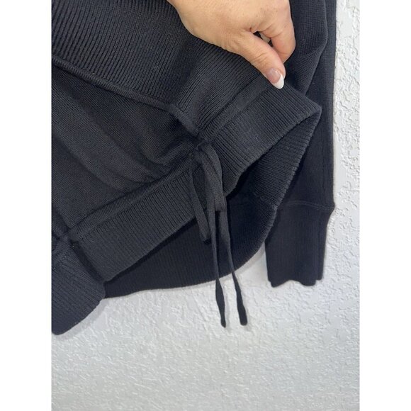 LULULEMON Black Knit 100% Merino Wool Sweater MINT Tie Cinch Waist (C1) - Picture 4 of 9